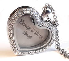 FL42 - Personalized Heart Floating Locket Set, Locket Necklace with Personalized Heart