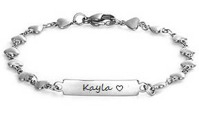 EJ107-CB0082427 - Personalized Heart Bracelet, Stainless Steel, Any Size Children - Adults