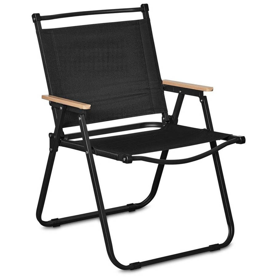 MHome Portable Outdoor Chair with Wood Armrests  Foldable & Heavy-Duty