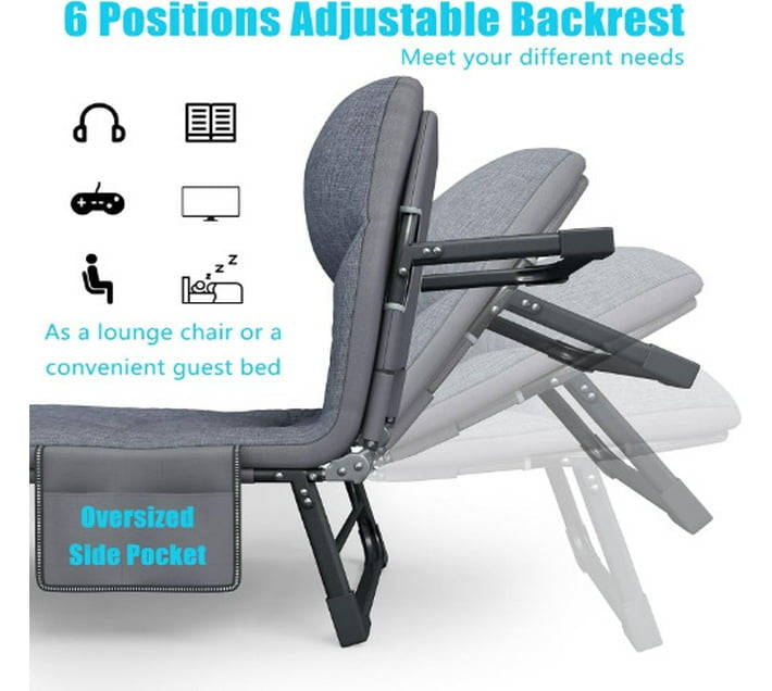 MFurn ComfyFold Deluxe Recliner Bed/Portable Lounge Chair with Padded Cushion