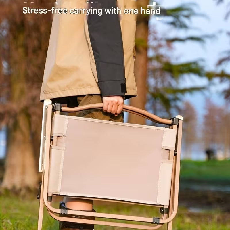 MHome Portable Outdoor Chair with Wood Armrests  Foldable & Heavy-Duty