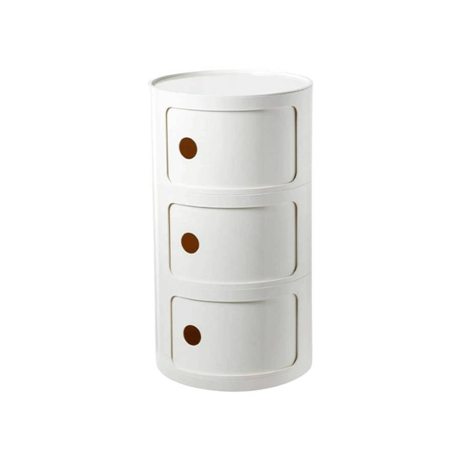 MHome 3 Tier Rounded Cabinet  Detachable Round Nightstand & Lightweight End Table with Storage