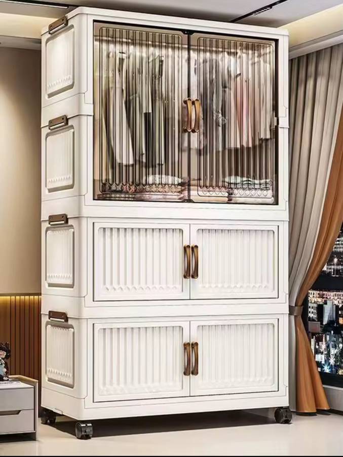 MHome Foldable Wardrobe / Multifunctional Plastic Storage Cabinet  Dustproof Organizer