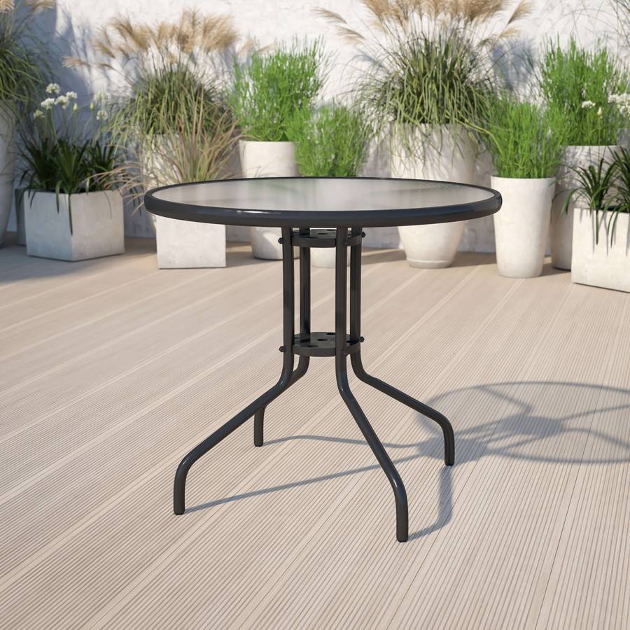MFurn Bistro 3 Piece Outdoor Wicker Set With Glass Top Table - Various Colours