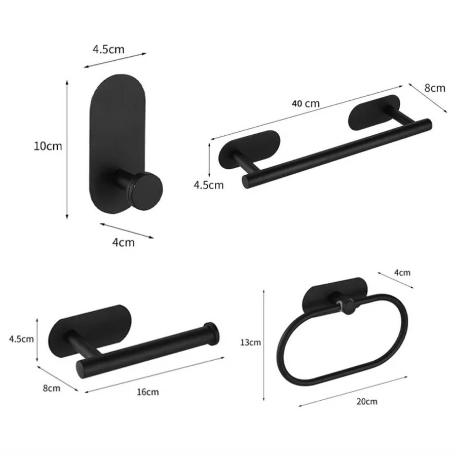 MHome 4-Piece DIY Self-Adhesive Bathroom Accessory Set  Modern & Hassle-Free