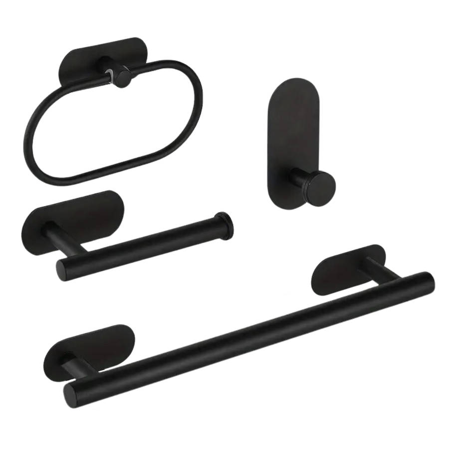 MHome 4-Piece DIY Self-Adhesive Bathroom Accessory Set  Modern & Hassle-Free