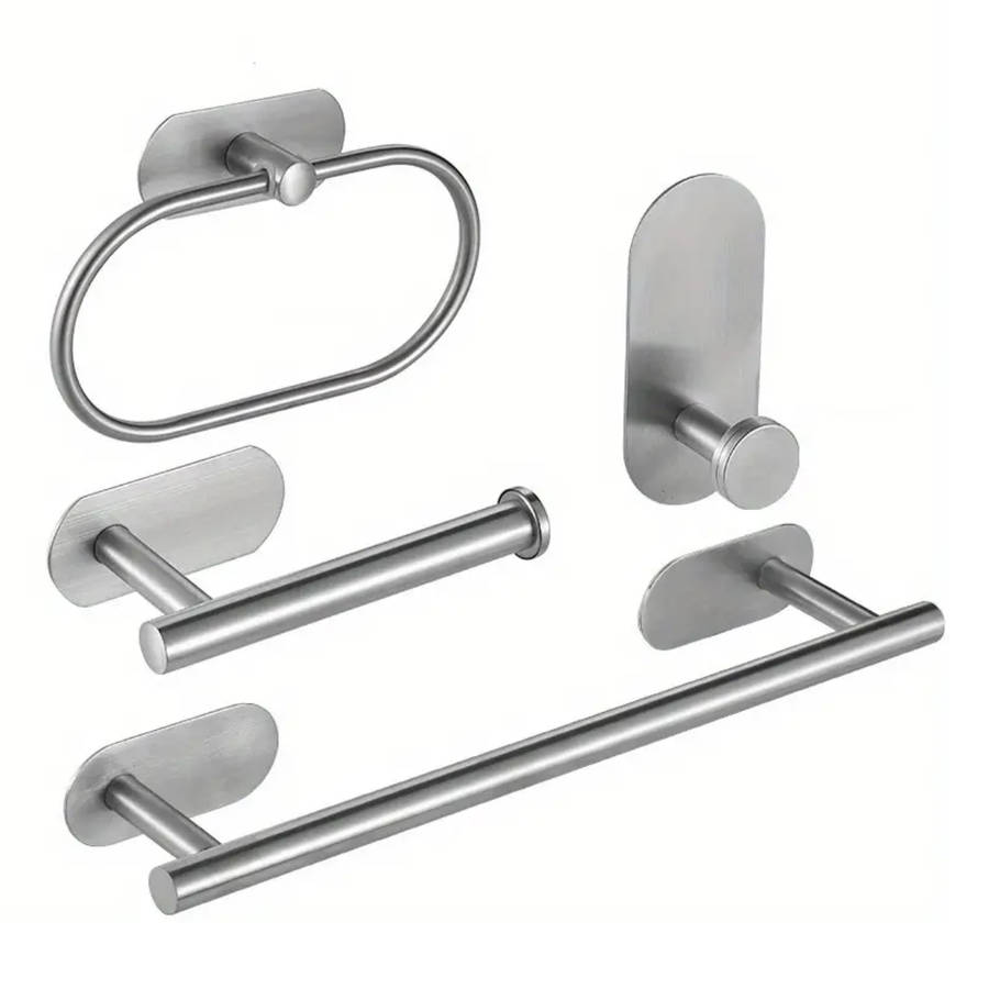 MHome 4-Piece DIY Self-Adhesive Bathroom Accessory Set  Modern & Hassle-Free