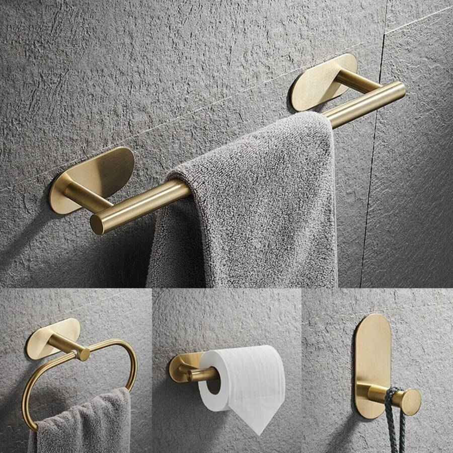 MHome 4-Piece DIY Self-Adhesive Bathroom Accessory Set  Modern & Hassle-Free