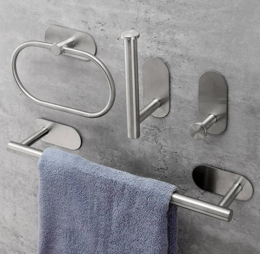 MHome 4-Piece DIY Self-Adhesive Bathroom Accessory Set  Modern & Hassle-Free