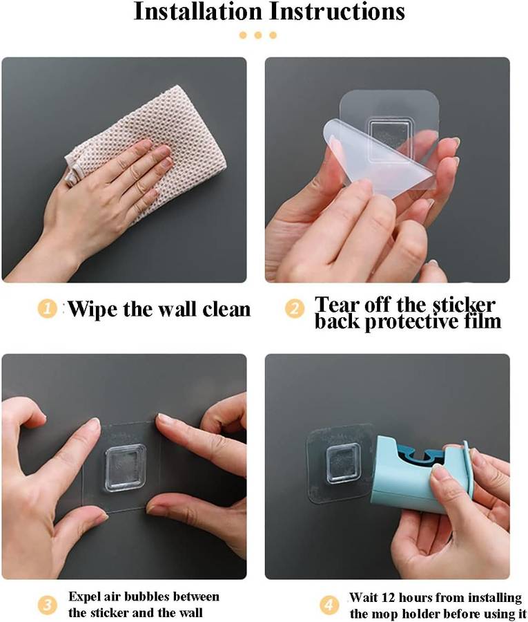 Self-Adhesive Wall-Mounted Utility Holder  Mop, Broom & Tool Organizer Clip
