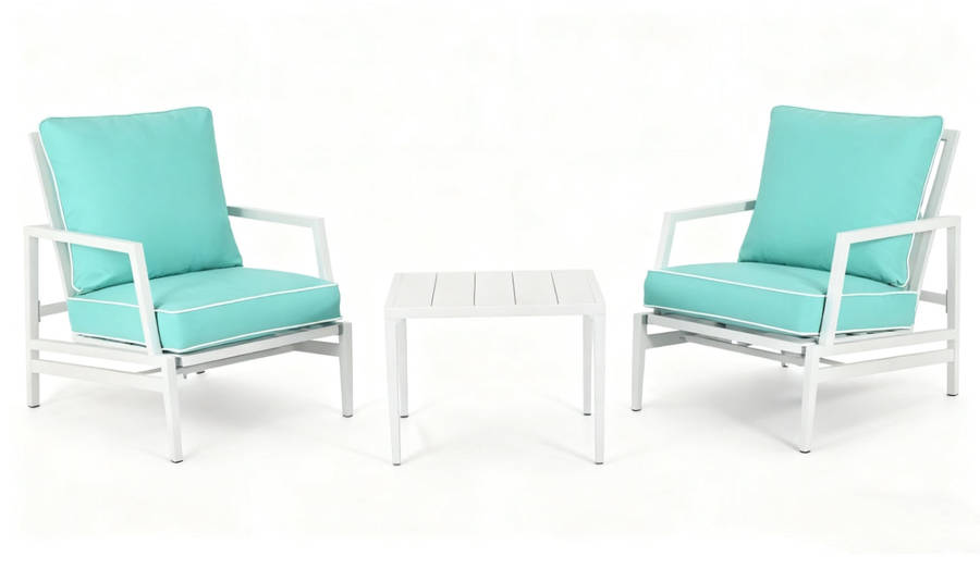 MFurn Daphne 3pc Aluminium Patio Sofa Set with Side Table  Various Colours