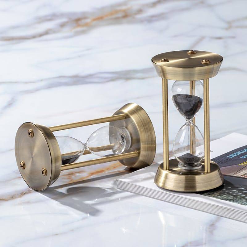 MHome Vintage Three Pillar Mini Hourglass Ornament Timer - Metal Hourglass, Glass Sand Timer