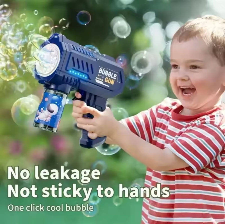 Children Electric Bubble Gun Rocket Soap Automatic bubble machine Kids Summer Outdoor Bubble Blow...