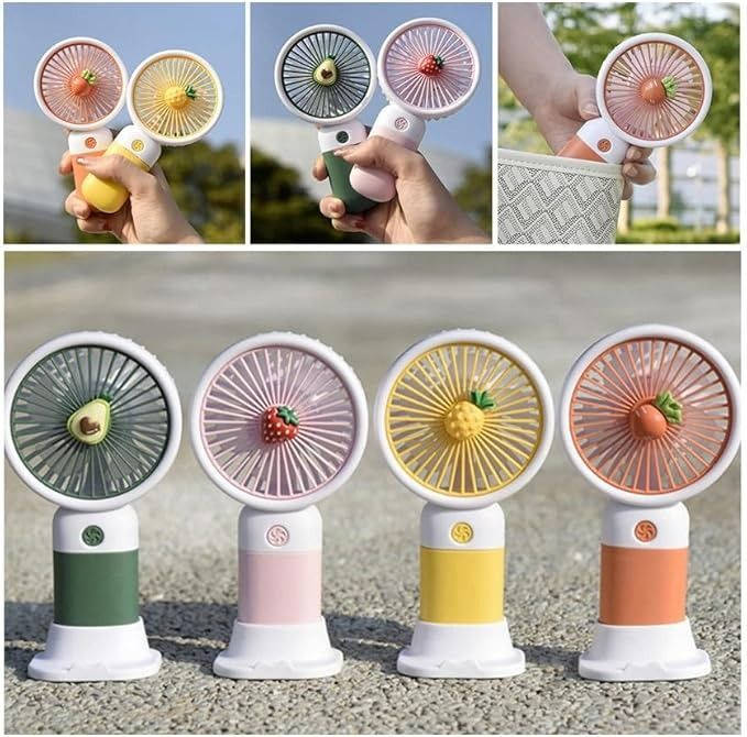MTech Portable Handheld Fan  Strong Wind, Noiseless, Rechargeable Mini Fan with Base