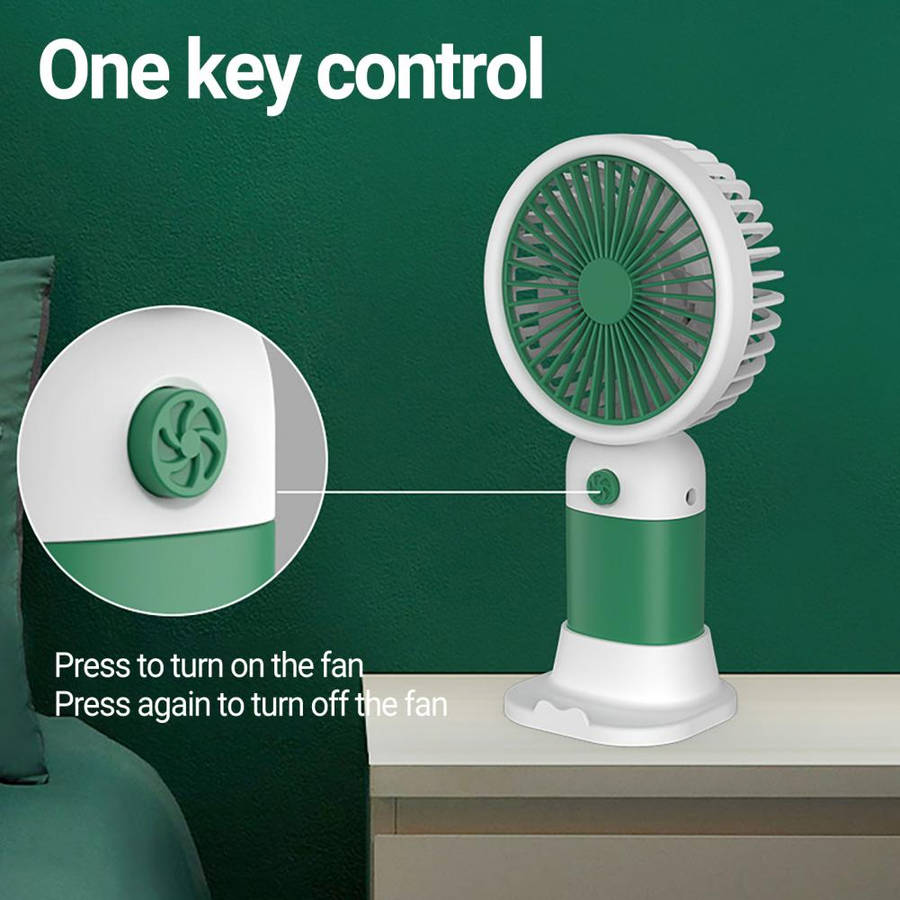 MTech Portable Handheld Fan  Strong Wind, Noiseless, Rechargeable Mini Fan with Base