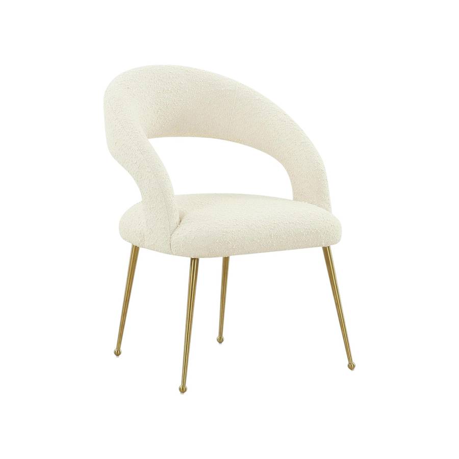 MFurn Rocco Mid-Century Modern Glam Dining Chair With Stainless Steel Legs