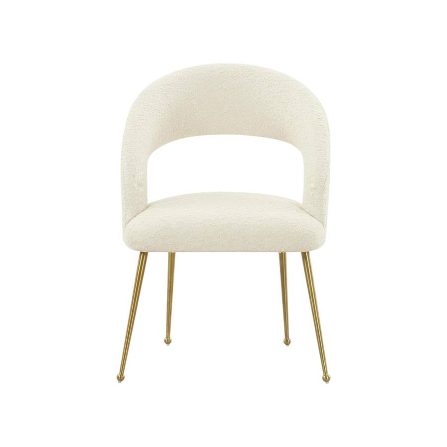MFurn Rocco Mid-Century Modern Glam Dining Chair With Stainless Steel Legs