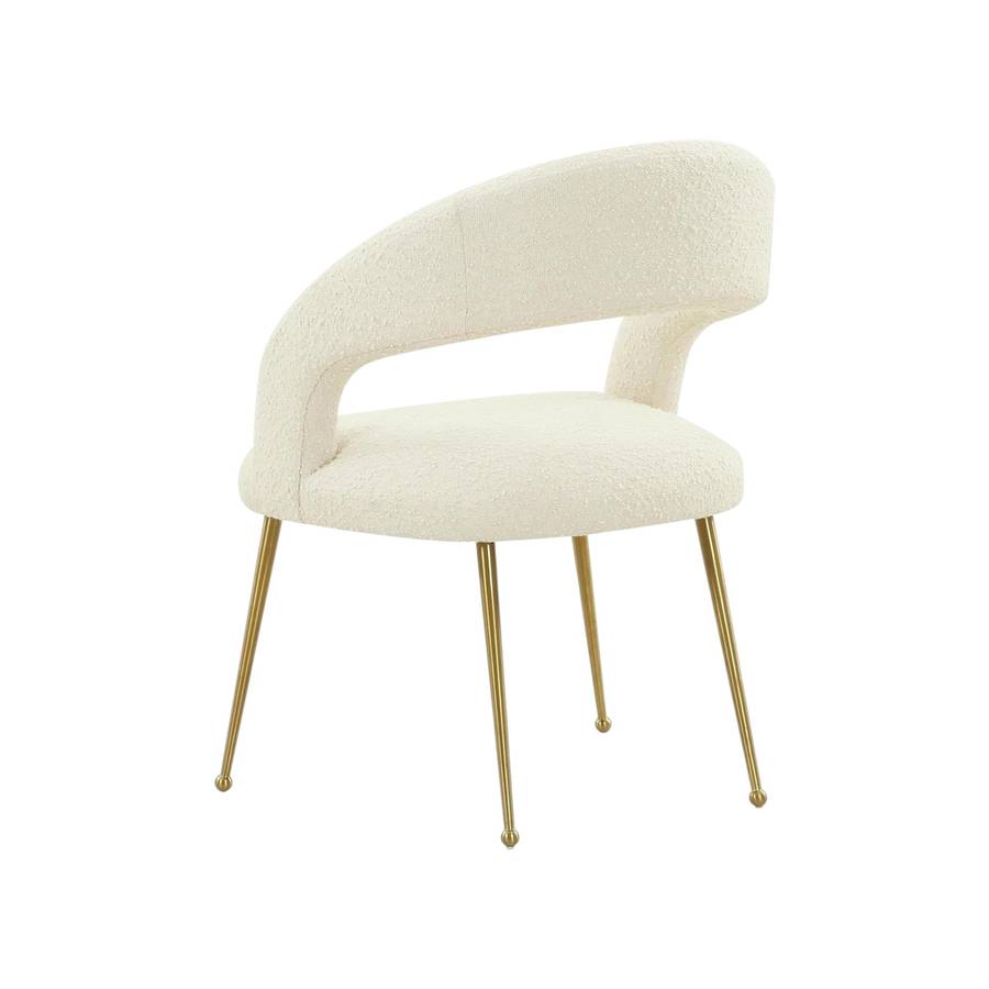 MFurn Rocco Mid-Century Modern Glam Dining Chair With Stainless Steel Legs
