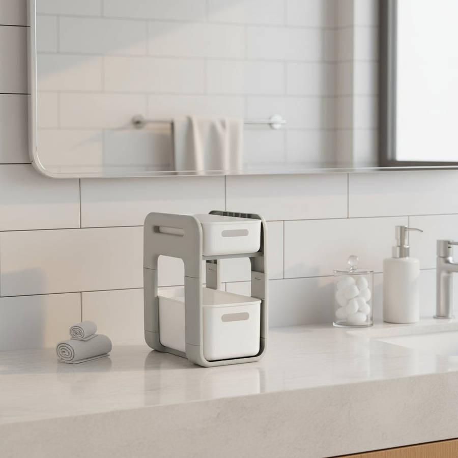 MHome Clean 2-Tier White Bathroom Organizer Shelf  Space-Saving Storage Rack