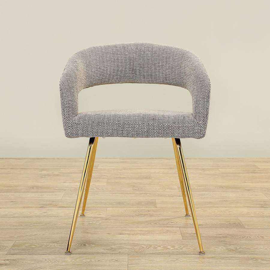 MFurn Rocco Mid-Century Modern Glam Dining Chair With Stainless Steel Legs