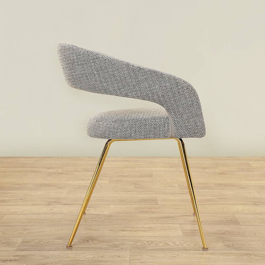 MFurn Rocco Mid-Century Modern Glam Dining Chair With Stainless Steel Legs