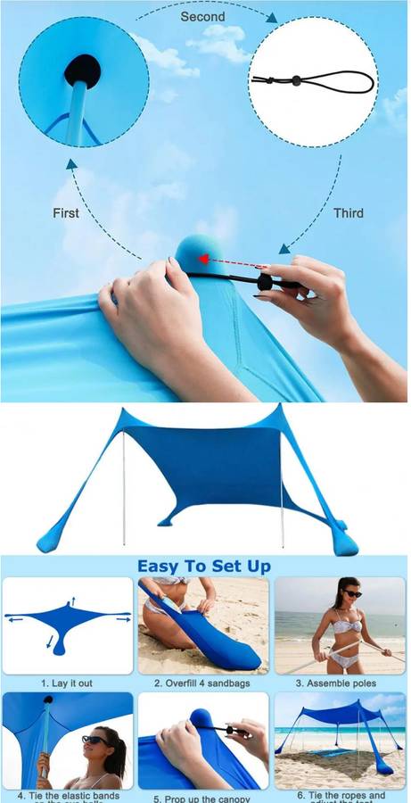 MHome Beach Tent Sun Shelter  UV Protection Outdoor Canopy 3x3M