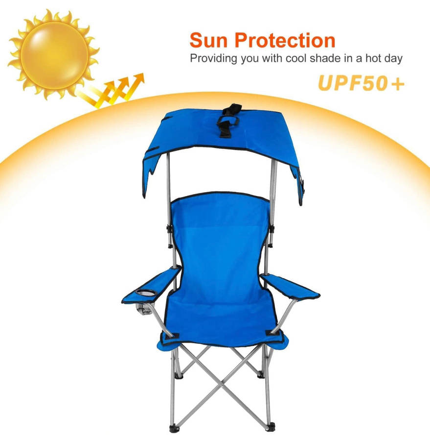 Folding Camping Chair with Shadow Sky, Portable Beach Outdoor Fishing Aluminum with Sun Protectio...