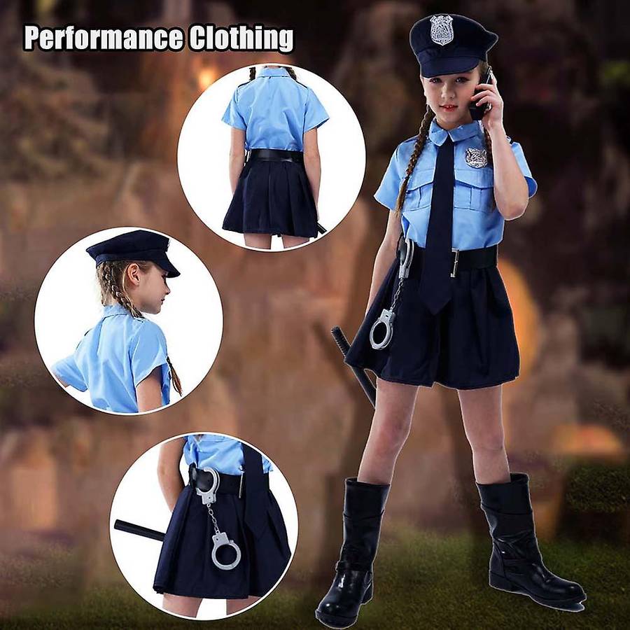 Policewomen Uniform Set For Girls Theme Party Role Play Clothes Halloween Stage Performance Wearing