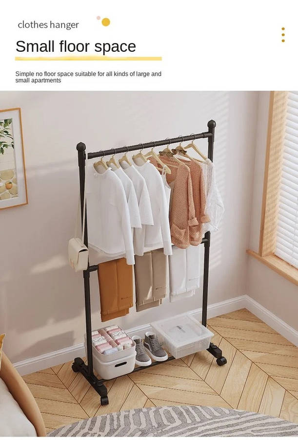 Multi-functional Standing Coat Hat Rack with Shoe Rack, Easy-to-Move Clothes Hanger with Wheels