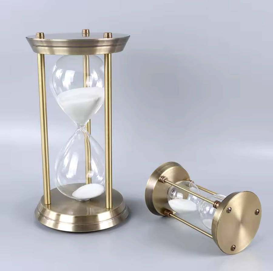 MHome Vintage Three Pillar Mini Hourglass Ornament Timer - Metal Hourglass, Glass Sand Timer