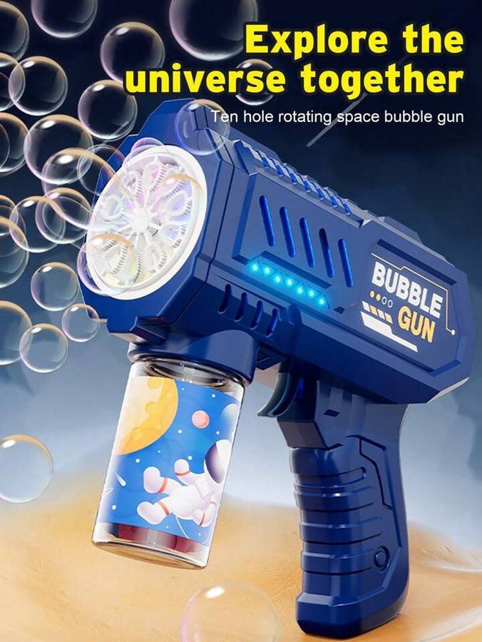 Children Electric Bubble Gun Rocket Soap Automatic bubble machine Kids Summer Outdoor Bubble Blow...