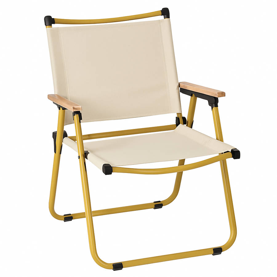 MHome Portable Outdoor Chair with Wood Armrests  Foldable & Heavy-Duty