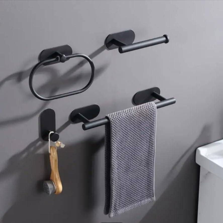 MHome 4-Piece DIY Self-Adhesive Bathroom Accessory Set  Modern & Hassle-Free
