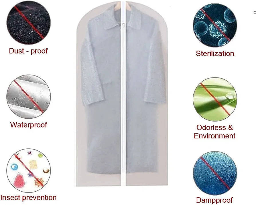 Re-Usable Full Zipper Clothes Cover Bag 5pcs 60 x 100