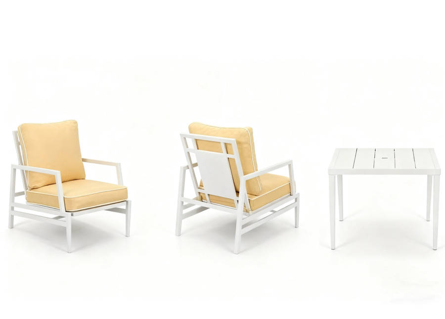 MFurn Daphne 3pc Aluminium Patio Sofa Set with Side Table  Various Colours