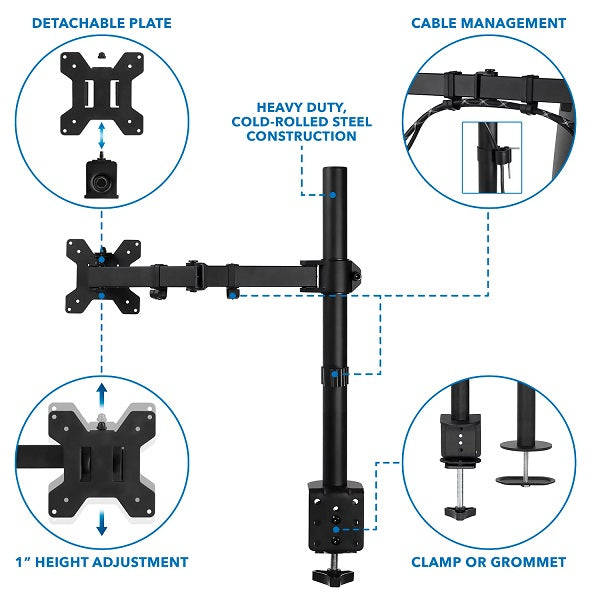 15-33 Long Arm Table Clamp Monitor Stand