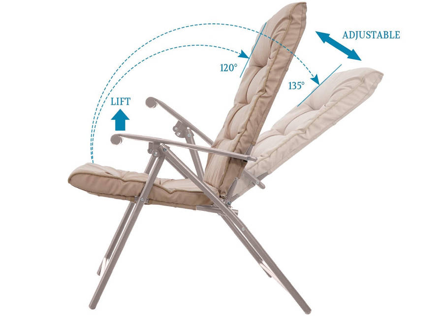 MFurn Ventura 3 Piece Folding Patio Set With Padded Chairs And Table