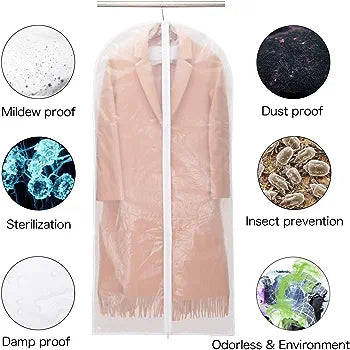 Re-Usable Full Zipper Clothes Cover Bag 5pcs 60 x 100