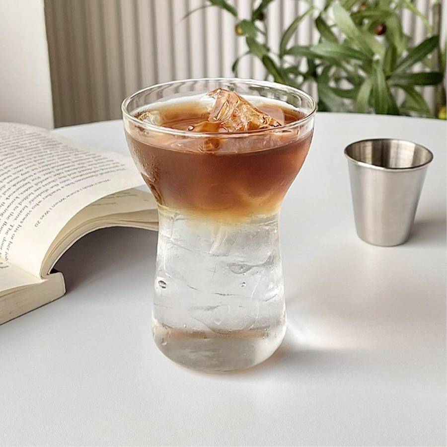 MHome Set of 2 Iced Coffee Glasses  400ml Clear Drinking Glasses