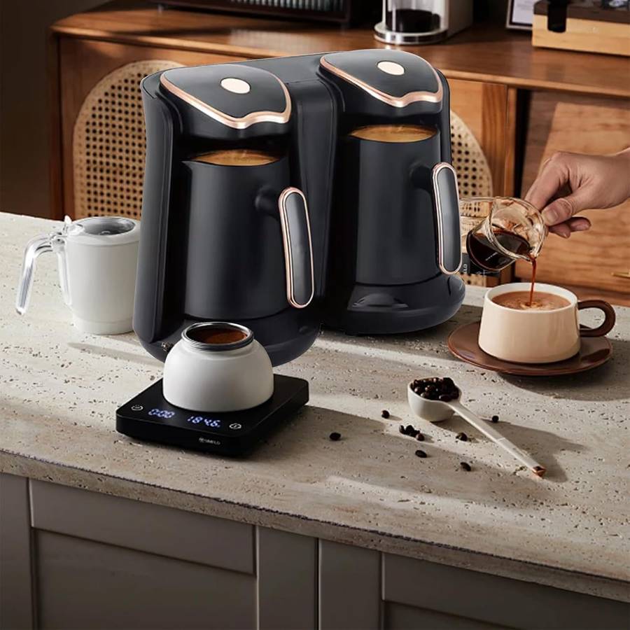 RAF R.109 Dual Turkish Coffee Maker  2-Cup Electric Coffee & Tea Machine with Smart Anti-Overf...