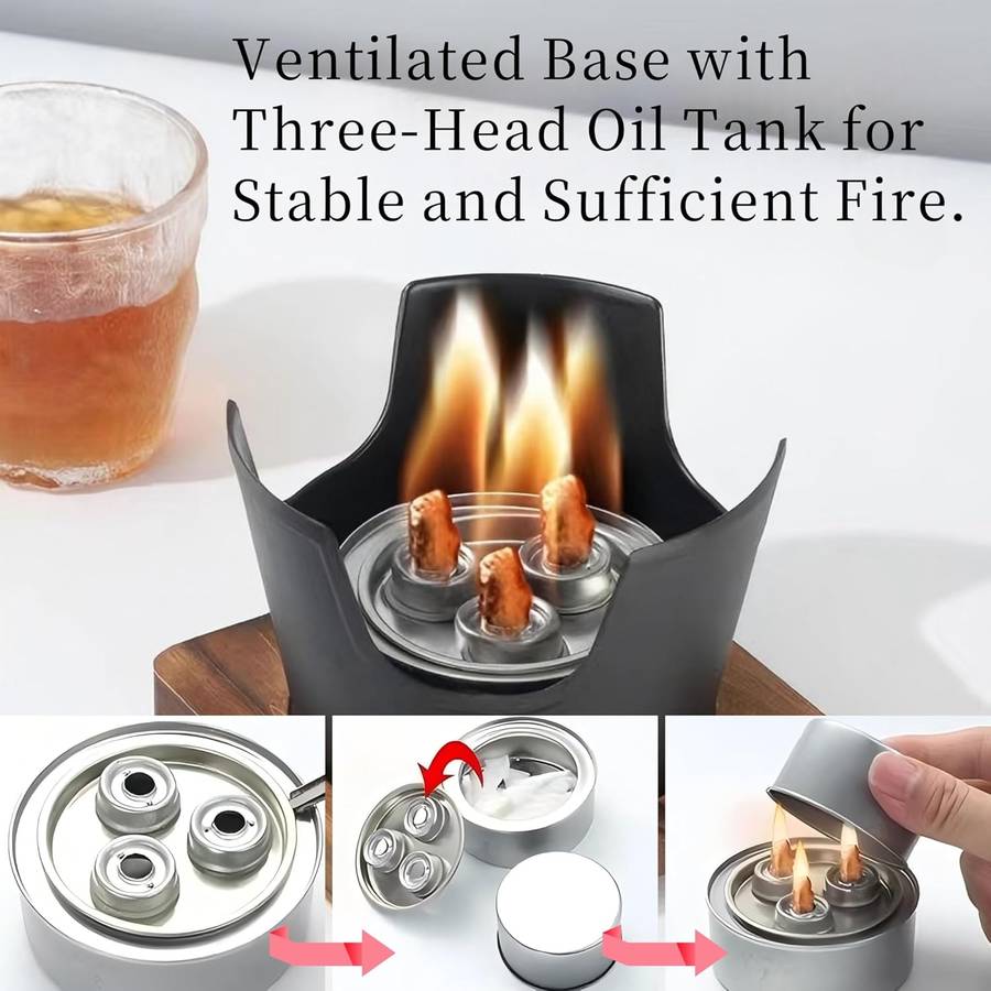 MHome Mini BBQ Grill with Wood Base  Portable Japanese Hibachi Charcoal Grill