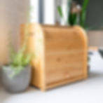 MHome Two-Layer Bamboo Bread Box  Adjustable Roll-Top Bread Storage Organizer