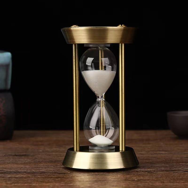 MHome Vintage Three Pillar Mini Hourglass Ornament Timer - Metal Hourglass, Glass Sand Timer