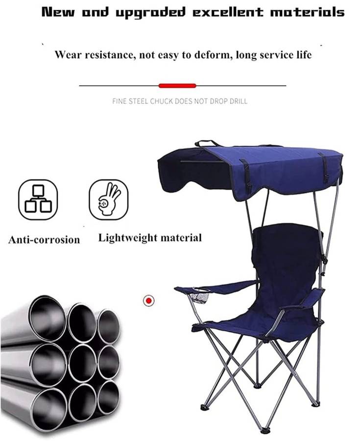Folding Camping Chair with Shadow Sky, Portable Beach Outdoor Fishing Aluminum with Sun Protectio...