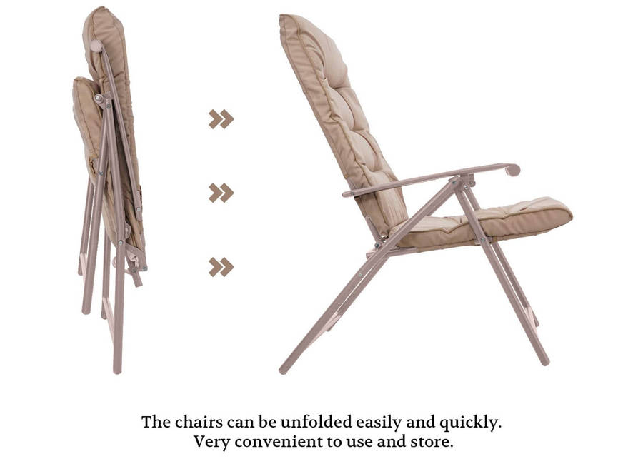 MFurn Ventura 3 Piece Folding Patio Set With Padded Chairs And Table