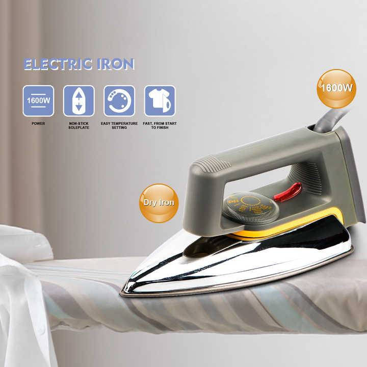 RAF R.1108 1600W Non-Stick Soleplate Electric Dry Iron With Adjustable Thermostat Black