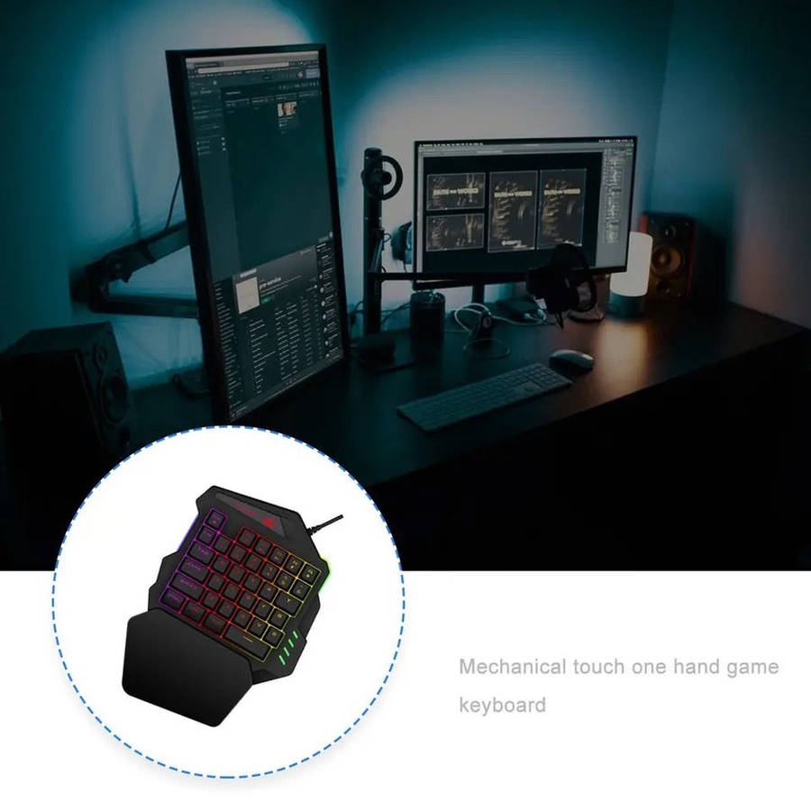 K9 USB One-Handed Keyboard RGB Light Effect Game Keyboard LOL Hand Game Keyboard Waterproof Unive...