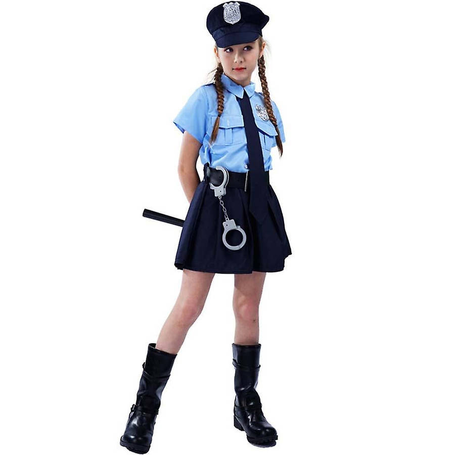 Policewomen Uniform Set For Girls Theme Party Role Play Clothes Halloween Stage Performance Wearing