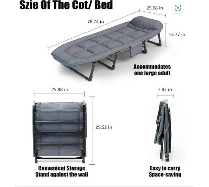 MFurn ComfyFold Deluxe Recliner Bed/Portable Lounge Chair with Padded Cushion