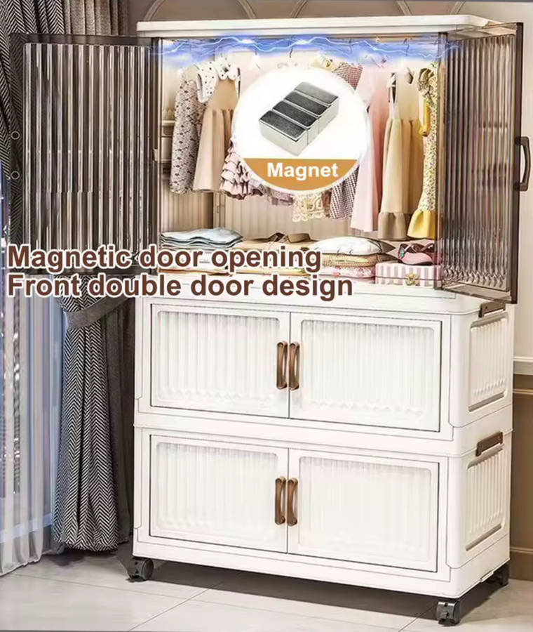 MHome Foldable Wardrobe / Multifunctional Plastic Storage Cabinet  Dustproof Organizer